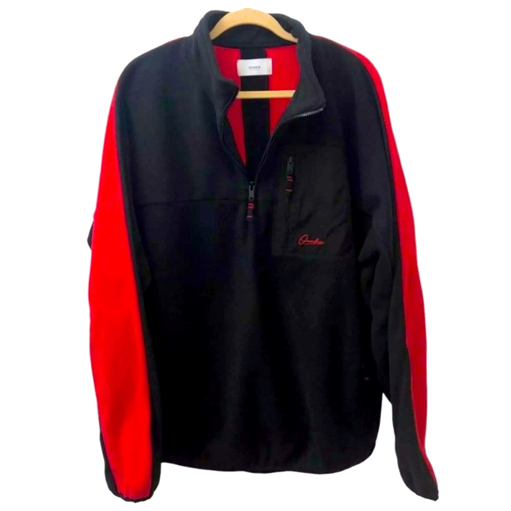 NWT Ovadia Polar Fleece Quarter Zip Pullover Red Black XXL Msrp: $275